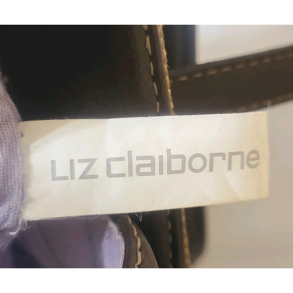 Liz Claiborne Y2K Mini Brown Woven Hand- Shoulder Bag Faux Leather Floral Detail - Picture 5 of 9
